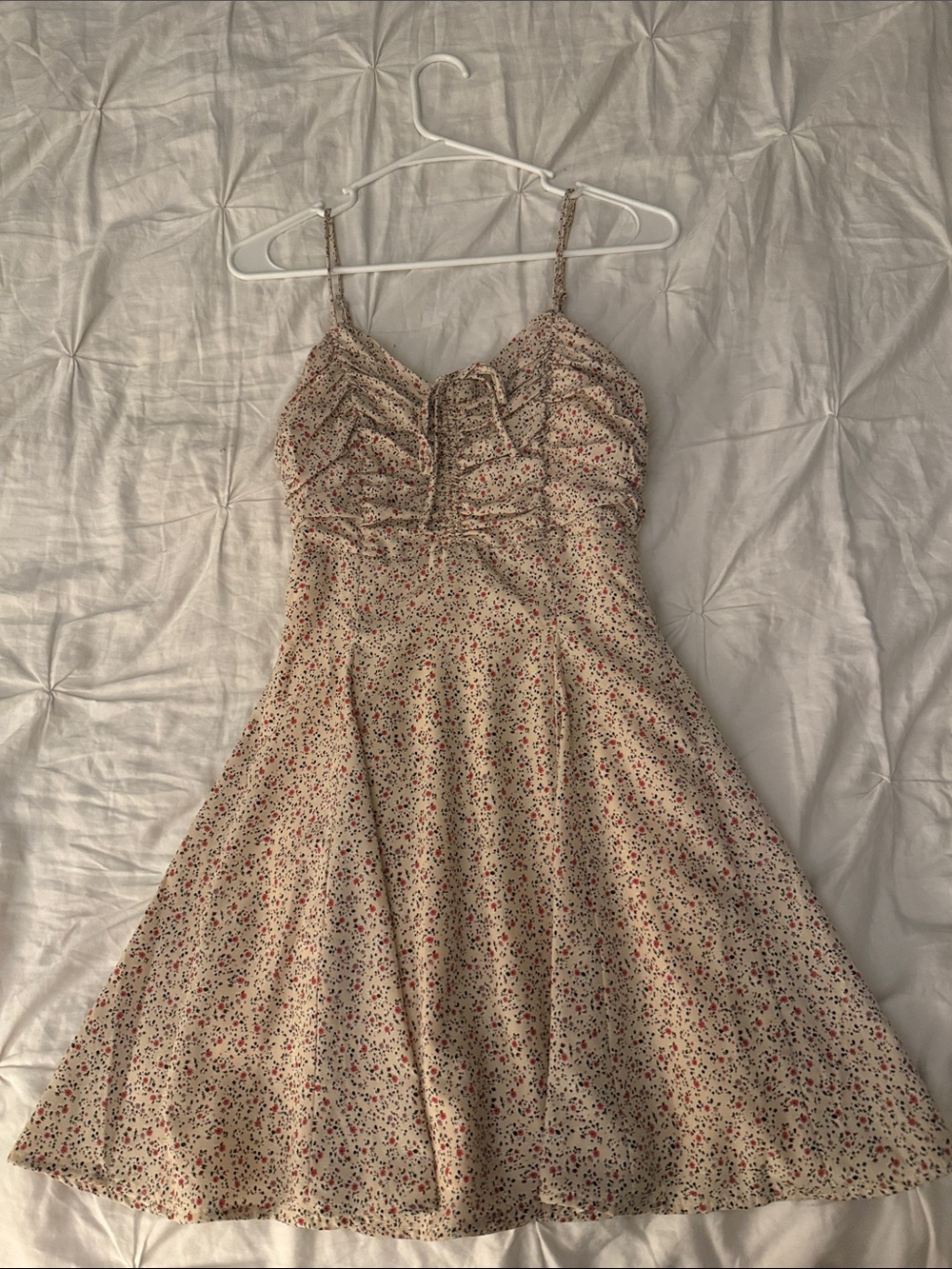 Storia Cream Mini Dress with Red Floral Print